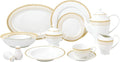 MISC 57 Piece Gold Mix and Match Dinnerware Set-New Bone China Service for 8 People Banded Formal Dishwasher Safe
