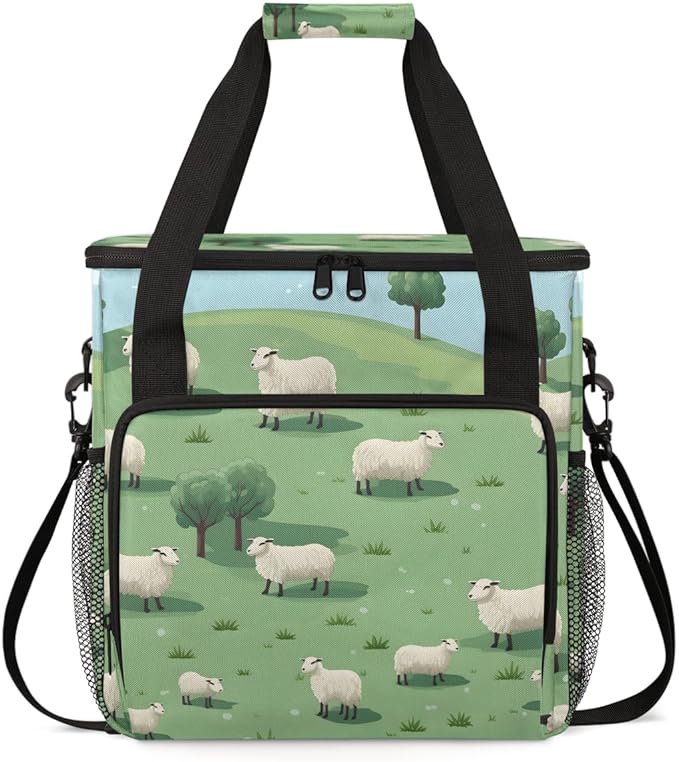 Cute Sheep Coffee Maker Carrying Bag Steppe Trees Travel Storage Bag Compatible with K-Mini or K-Mini Plus Single Serve Coffee Brewer Carrying Case with Multiple Pockets &amp Shoulder Strap