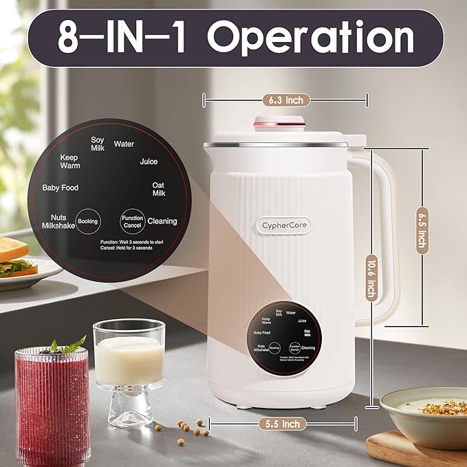 Nut Milk Maker Machine 8-in-1 40oz Soy Milk Maker with Delay Start/Keep Warm/12 Blades Homemade Almond Oat Soy Milk Shake Plant Milk Milk Machine Maker with Nut Milk Bag Cleaning/Boil Water