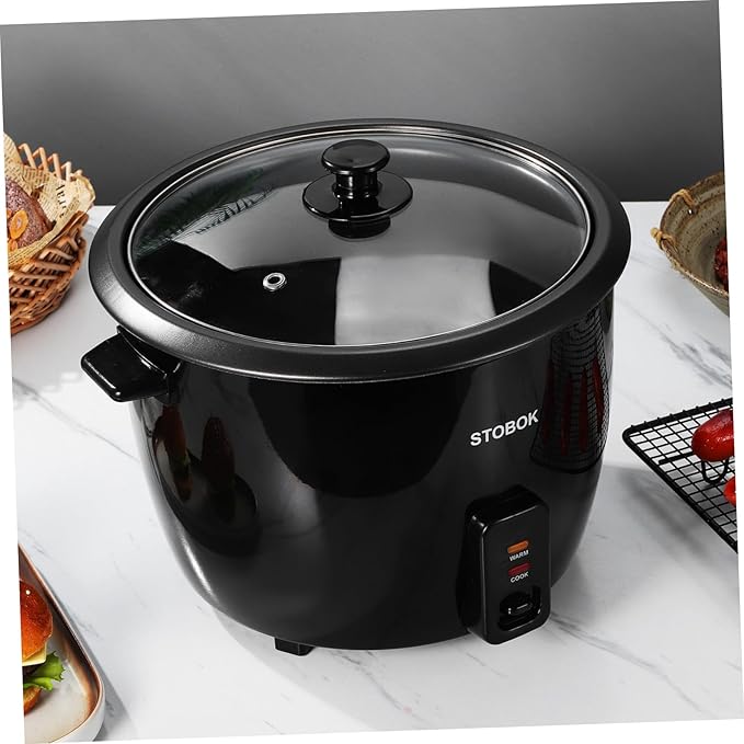Lurrose Electric Rice Cooker with Clear Lid Portable Household Stew Pot for Rice Porridge Soup and Steamer US Plug Small Appliance for Easy One-button Cooking