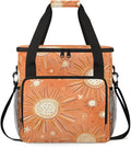 Ethnic Orange Pattern Coffee Maker Carrying Bag Portable Travel Storage Tote Bag Compatible with K-Mini or K-Mini Plus Single Serve Coffee Brewer Carrying Case with Multiple Pockets &amp Shoulder S