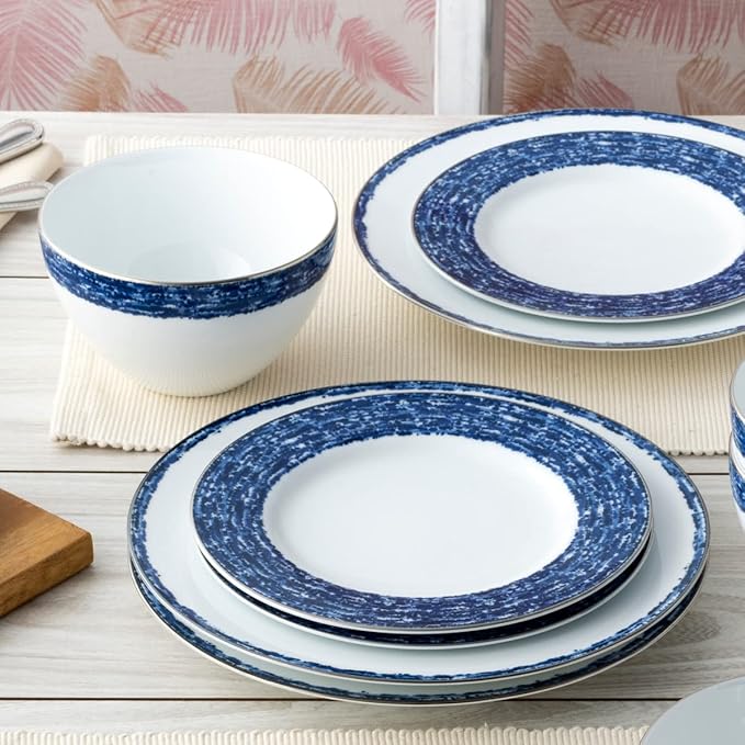 Noritake Blue Rill 12-Piece Dinnerware Set Service for 4
