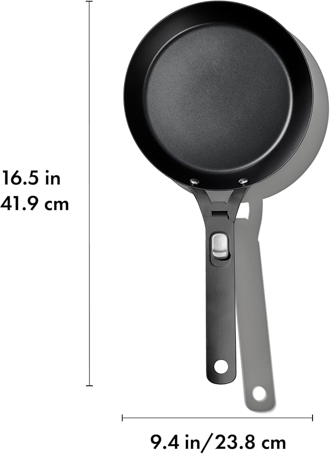 OXO Outdoor Pre-Seasoned Carbon Steel 8 Frying Pan Skillet Detachable Handle for Easy Storage Indoor Use Nonstick with Use Induction Suitable Oven &amp Broiler SafeBrowning GrillSearSauteB