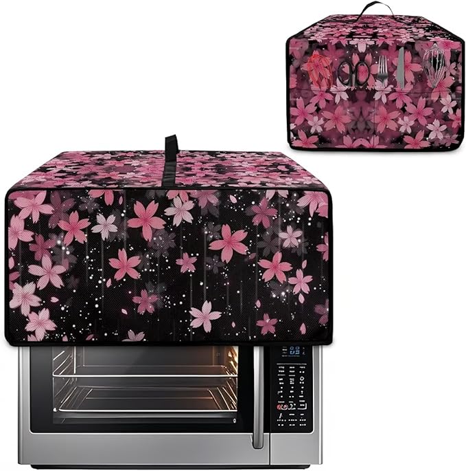 Doojoayie Cherry Blossom Toaster Cover 4 Slice Toaster Oven Covers Small Appliance Protector Universal Fit Kitchen Appliance Covers for Bread Machine Air Fryer