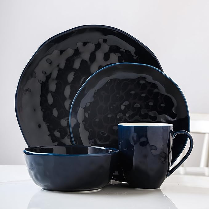 Stone lain Ivy Porcelain Dinnerware Set 24-Piece Service for 6 Navy Blue