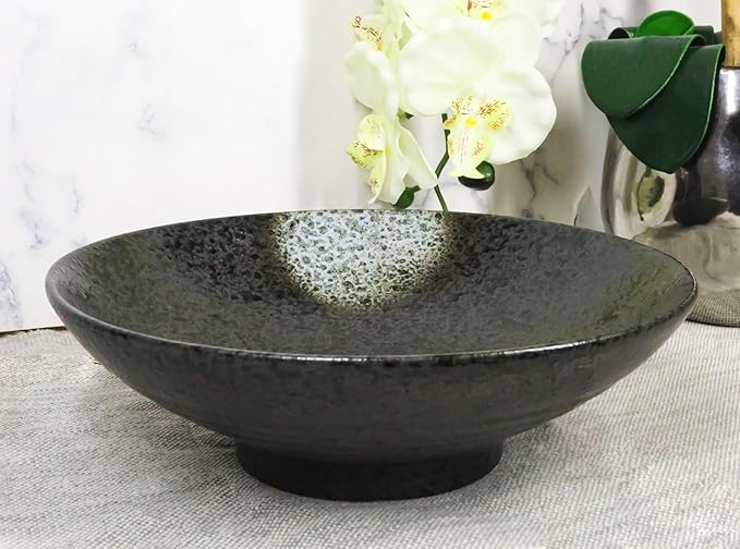 Ebros Gift Artistic Charcoal Grey Tone Hakumu Collection Dinnerware Serveware Kitchenware Set Asian Japanese Restaurant Supply (Pack Of 4 Large Ramen Soup Dinner Bowl 36oz)