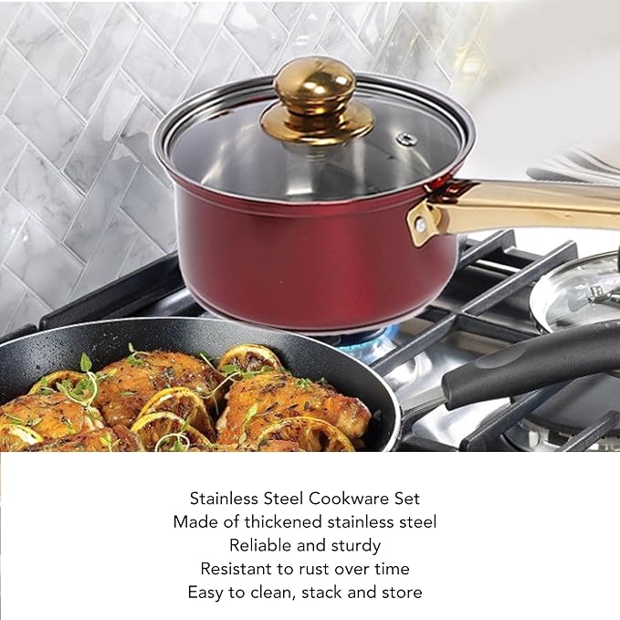 Stainless Steel Cookware Set Thickened Multifunctional Kitchen Cooking Pots and Pans Set for Modern Home Chefs Complete Set with Anti Scald Design Stylish Appearance Material