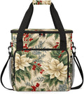 Holly Berry Flowers Coffee Maker Carrying Bag Retro Flowers Travel Storage Bag Compatible with K-Mini or K-Mini Plus Single Serve Coffee Brewer Carrying Case with Multiple Pockets &amp Shoulder Str