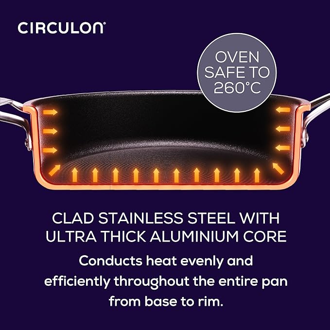 Circulon Scratch Defense Stainless Steel Pan Set: 3 Piece Induction Hob Pan Set with Extreme Non Stick Induction &amp All Hob Suitable
