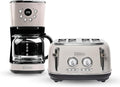Haden 12 Cup Programmable Drip Coffee Maker Coffee Machine Bundled with Dorset 4 Slice Wide Slot Stainless Steel Toaster Putty &amp Chrome