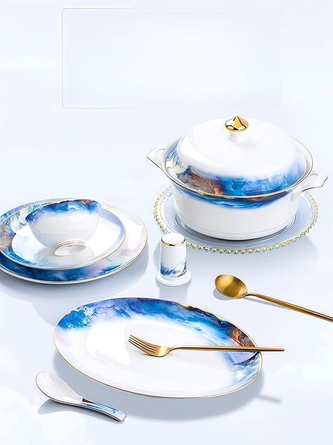 70 Pcs Top Ceramic Bone China Dinnerware Set Fine China Dinnerware Sets Ceramic Tableware Set Chinese Gifts