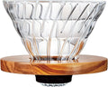 Hario VDGR-02-OV V60 Heat Resistant Glass Permeable Coffee Dripper Olive Wood 02 Coffee Drip For 1 to 4 Cups