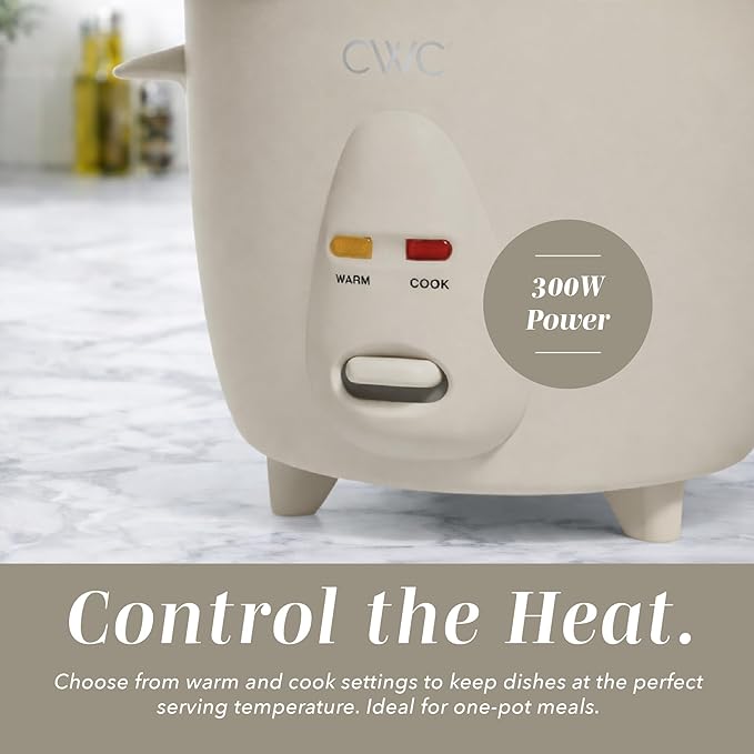 COOK WITH COLOR 6 Cup Rice Cooker 300W - Effortless Cooking and Perfectly Cooks 3 Cups of Raw Rice for 6 Cups of Cooked Rice Sand
