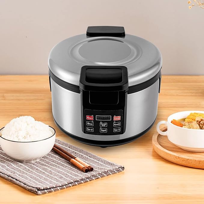 19L 20QT Commercial Rice Warmer 110W Stainless Steel Electric Rice Warmer with Non-stick Inner Pot Smart Large Rice Cooker LED Display Auto Keep Warm Serving Nearly 30-45 People