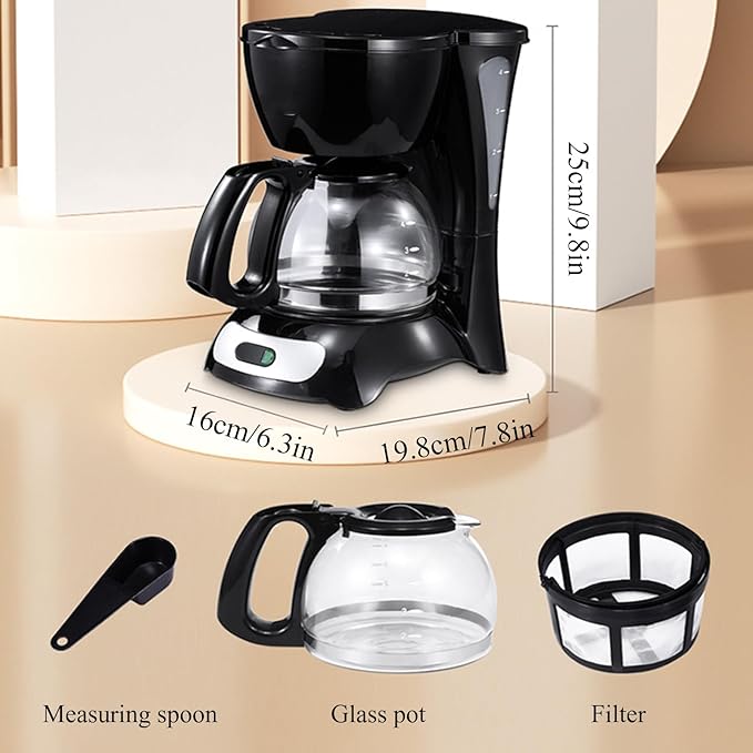 Small Drip Coffee Machine American Coffee Filter for 4-6 People Heat Preservation Tea Brewing Machine Office Tea Brewing Coffee PotGreen
