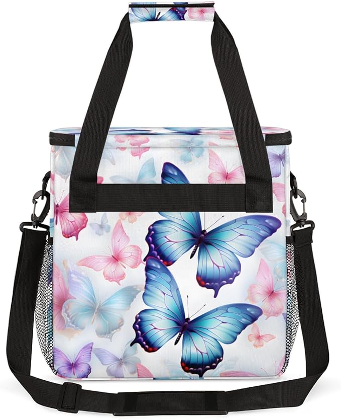 Colorful Butterfly Coffee Maker Carrying Bag Abstract Butterfly Travel Storage Bag Compatible with K-Mini or K-Mini Plus Single Serve Coffee Brewer Carrying Case with Pockets &amp Shoulder Strap