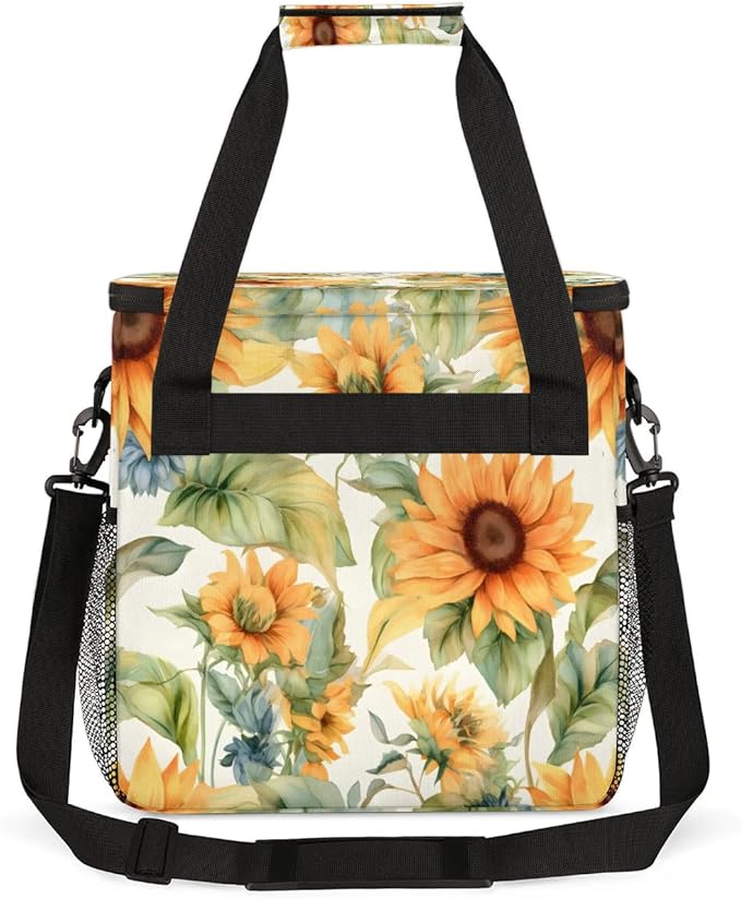 Watercolor Sunflower Print Coffee Maker Travel Bag for K-Mini or K-Mini Plus Single Serve Coffee Brewer Portable Storage Tote Case for Tarvel