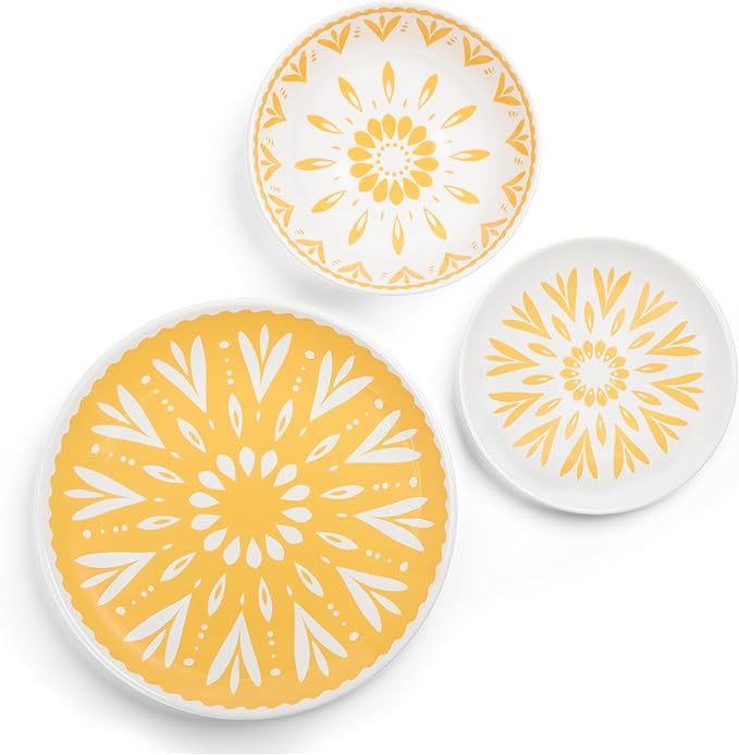 Larder &amp Vine 12-Piece Melamine Dinnerware Set: Durable Lightweight Break-Resistant Plates &amp Bowls – Stylish Non-Toxic Dishwasher Safe – Ideal for Everyday Use Indoor &amp Outdoor Dining