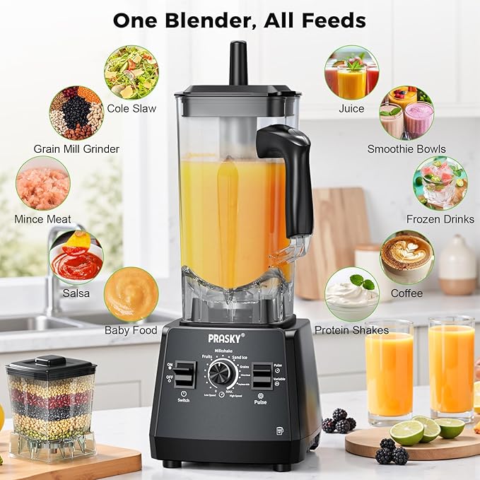 2400W High Speed Countertop Blender 101oz Large Capacity BPA-Free 25000 RPM Blenders for Smoothies Ice Crushing Soups Nut Butters &amp Baby Food (Gray 3L)