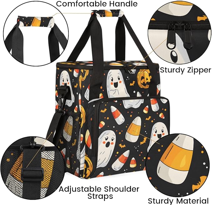 Cartoon Pumpkin Coffee Maker Carrying Bag Halloween Pumpkin Travel Storage Bag Compatible with K-Mini or K-Mini Plus Single Serve Coffee Brewer Carrying Case with Multiple Pockets &amp Shoulder Str
