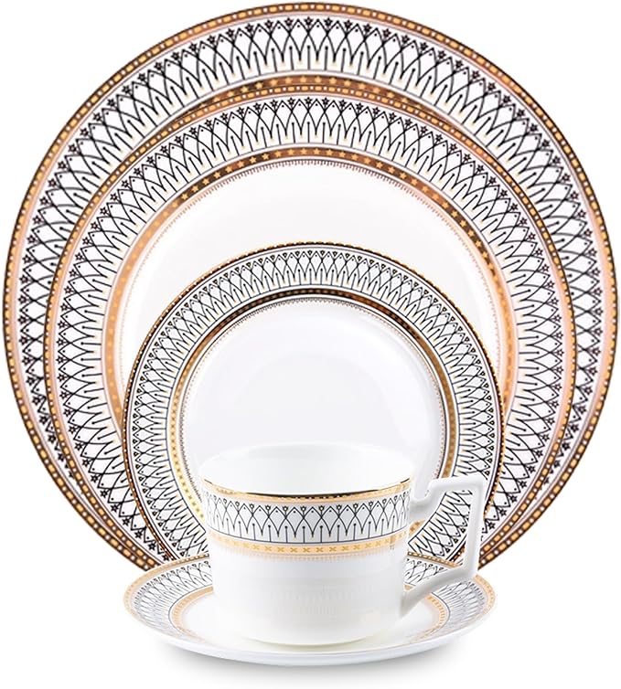 bone china dinnerware set tableware round dinner plates dishes set 10-piece dinnerware sets for 2 teacups and saucers sets for kitchen gift for wedding housewarming mother and wife dishwasher safe