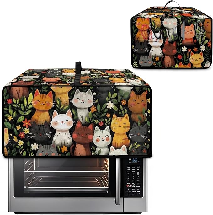 Doojoayie Cute Cat Toaster Cover 6 Slice Universal Fit Small Appliance Covers with Top Handle Design Toaster Covers Kitchen Decoration Gift for Mother Wife or Anyone Who Loves to Cook