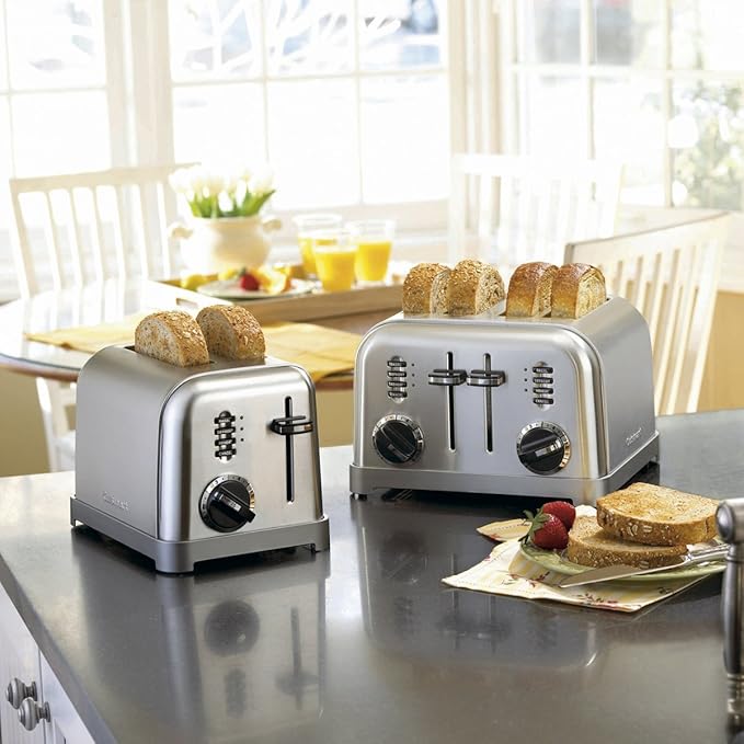 Cuisinart CPT-180P1 Metal Classic 4-Slice Toaster Brushed Stainless and Coffee Maker by 14-Cup Glass Carafe Fully Automatic for Brew Strength Control &amp 1-4 Cup Setting Stainless Steel DCC-320