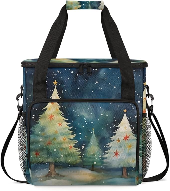 Graffiti Christmas Tree Coffee Maker Carrying Bag Travel Storage Bag Compatible with K-Mini or K-Mini Plus Single Serve Coffee Brewer Carrying Case with Multiple Pockets &amp Shoulder Strap