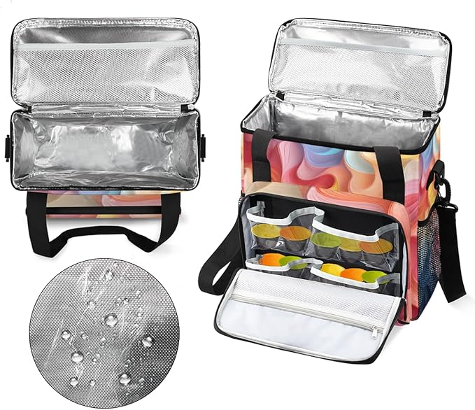 Tie Dyeing Coffee Maker Carrying Bag Rainbow Portable Travel Storage Tote Bag Compatible with K-Mini or K-Mini Plus Single Serve Coffee Brewer Carrying Case with Multiple Pockets &amp Shoulder Stra