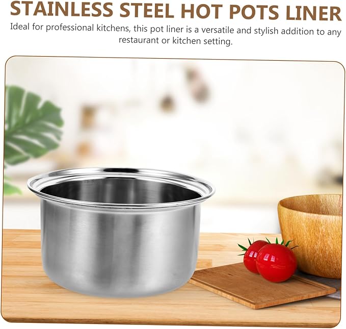 Stainless Steel Soup Hot Pot Inner Stock 6.6 Inch Pot Liner for Induction Cookers Compact Portable Cooking Liner for Soups Stews and Hot
