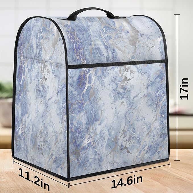 cfpolar Kitchen Aid Mixer Cover Compatible with 6-8 Quarts Blue Silver Marble Stand Mixer Cover Kitchen Aid Mixers Accessories Appliance Organizer Bag Dust Covers with Zipper Pocket