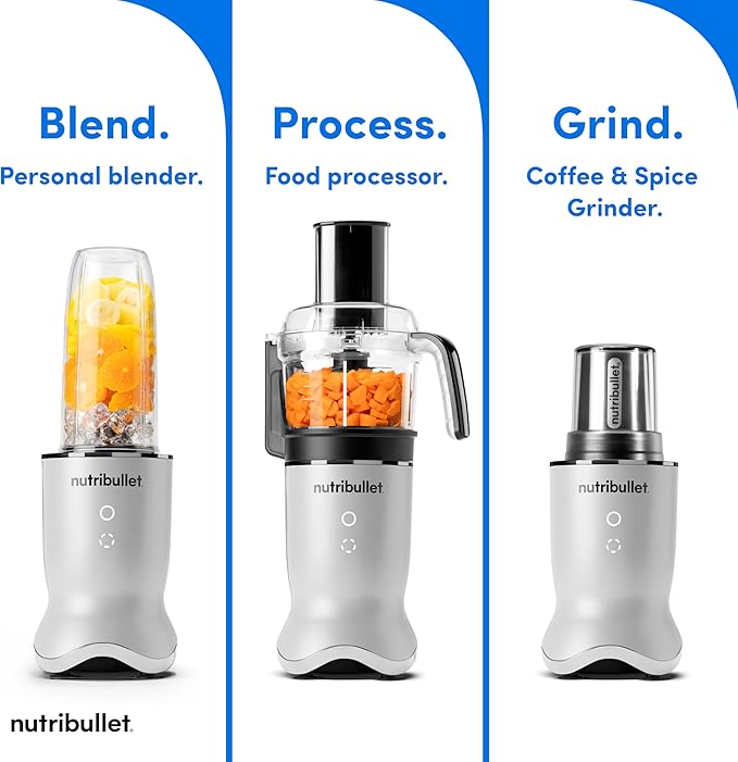 nutribullet® Ultra Plus+ 3-1 Compact Kitchen System 1200W Kitchen System with Blender Food Processor and Coffee and Spice Grinder 32oz and 24oz Blending Cups 2-Cup Food Processor Pearl White