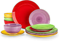 vancasso Bonita Dinnerware Set Muticolor Stoneware 12 Pieces Service for 4 Handpainted Spirals Pattern Stoneware Plates and Bowls Set