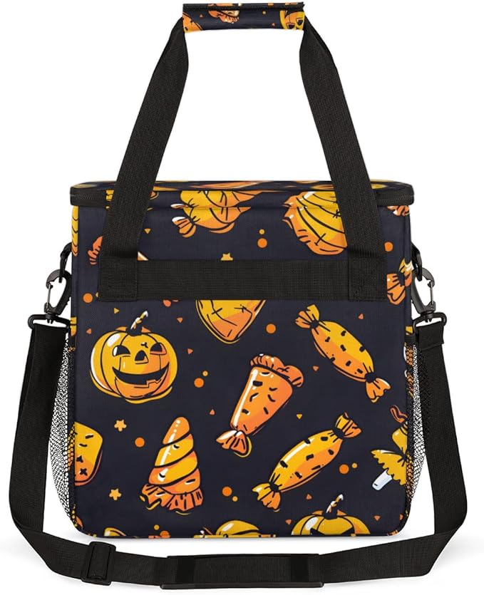 Cartoon Pumpkin Coffee Maker Carrying Bag Graffiti Pumpkin Travel Storage Bag Compatible with K-Mini or K-Mini Plus Single Serve Coffee Brewer Carrying Case with Multiple Pockets &amp Shoulder Stra