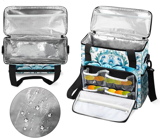 Botanic Floral Coffee Maker Carrying Bag Retro Flower Travel Storage Bag Compatible with K-Mini or K-Mini Plus Single Serve Coffee Brewer Carrying Case with Multiple Pockets &amp Shoulder Strap