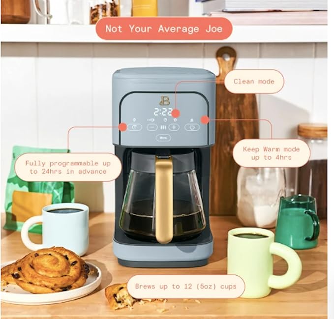 12-Cup Programmable Coffee Maker with Touch Display ~ Cornflower Blue