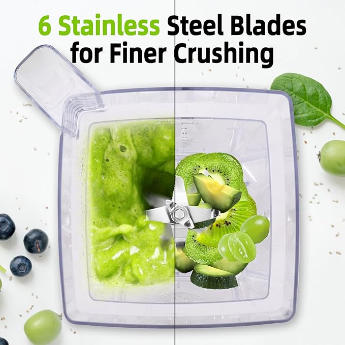 OMMO Blender for Smoothies: 1800W Peak Blenders for Kitchen 68oz BPA-Free Pitcher Timer &amp Speed Control 6 Stainless Steel Blades Dishwasher Safe Blender for Ice Crush/Smoothies/Frozen Drinks/B