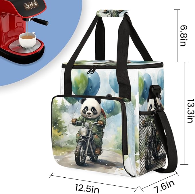Panda Coffee Maker Carrying Bag Motor Balloon Portable Travel Storage Tote Bag Compatible with K-Mini or K-Mini Plus Single Serve Coffee Brewer Carrying Case with Multiple Pockets &amp Shoulder Str