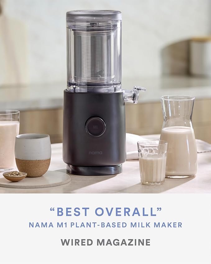 Nama M1 Plant Milk Maker – Homemade Oat Seed &amp Nut Milk Maker Machine – Smooth Creamy Texture Barista Quality Milk in Minutes – Blends &amp Strains in One Container – Easy to Clean