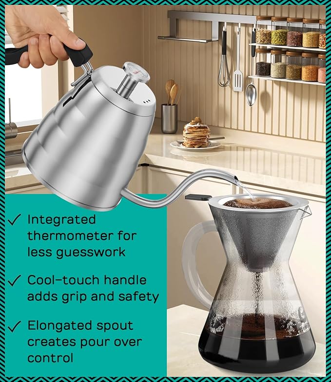 Coffee Gator Pour Over Coffee Maker 27oz 800ml Gooseneck Kettle 40oz Stainless Steel