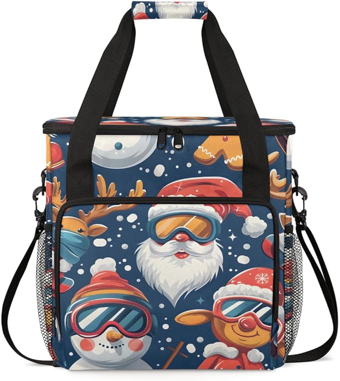 Xmas Santa Claus Coffee Maker Carrying Bag Portable Travel Storage Tote Bag Compatible with K-Mini or K-Mini Plus Single Serve Coffee Brewer Carrying Case with Multiple Pockets &amp Shoulder Strap