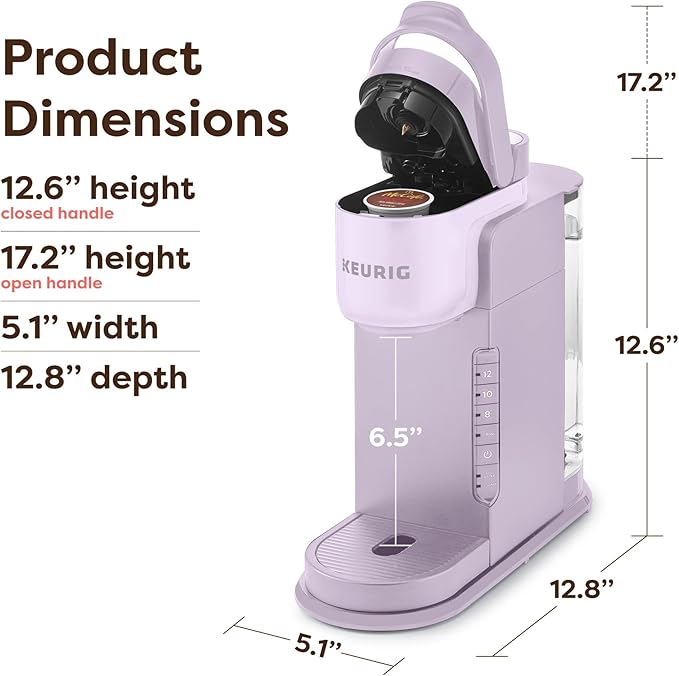 Keurig K-Express Single Serve K-Cup Pod Coffee Maker 3 Brew Sizes Strong Button Feature 42oz Removable Reservoir Lavender