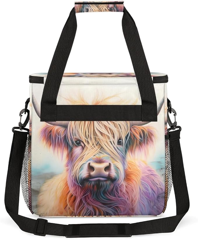 Coffee Maker Carrying Bag Highland Cow Single Cup Coffee Maker Travel Bag Compatible with Keurig K-Mini or K-Mini Plus Portable Storage Bag with Shoulder StrapAZ-196