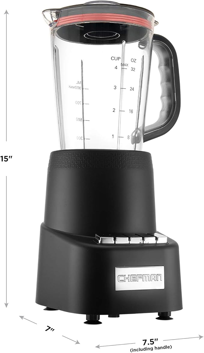 Chefman Countertop + Travel Dynamic Blending System 12-Piece Set 3 Programmed Speeds &amp Pulse Easy Ice Crushing for Shakes &amp Smoothies Dishwasher-Safe 32-Oz Pitcher 12Oz &amp 2 24Oz Tumbl