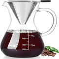 Unbreakable - Pour Over Coffee Maker with Double Stainless Filter 17oz Thickened Heat-Resistant Borosilicate Glass Dripper Coffee Pour Over Stovetop Safe