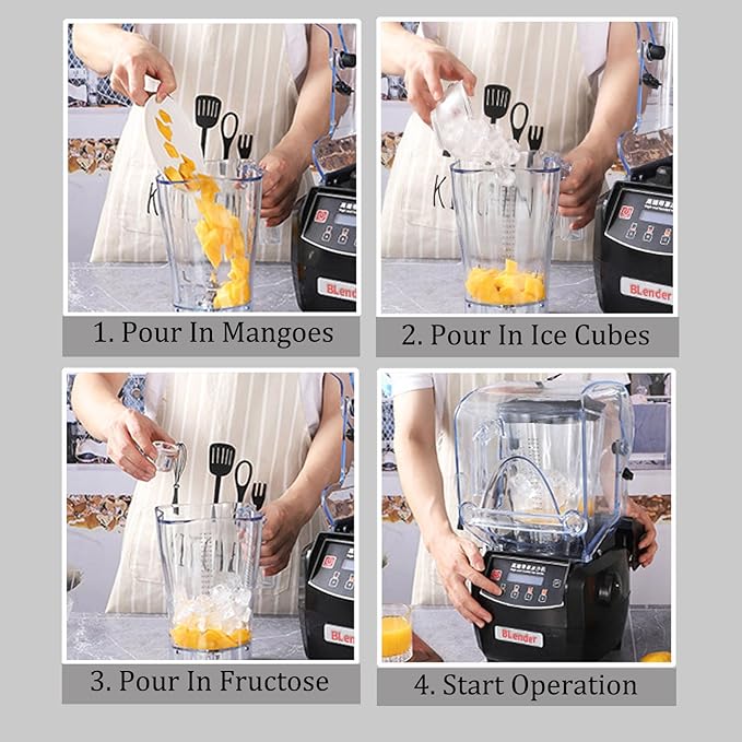1500 W Classic Blenders for KitchenProfessional High Speed Countertop BlenderMulti FunctionalOne Click Cleaningfor Milk Tea Shops Dessert Shops