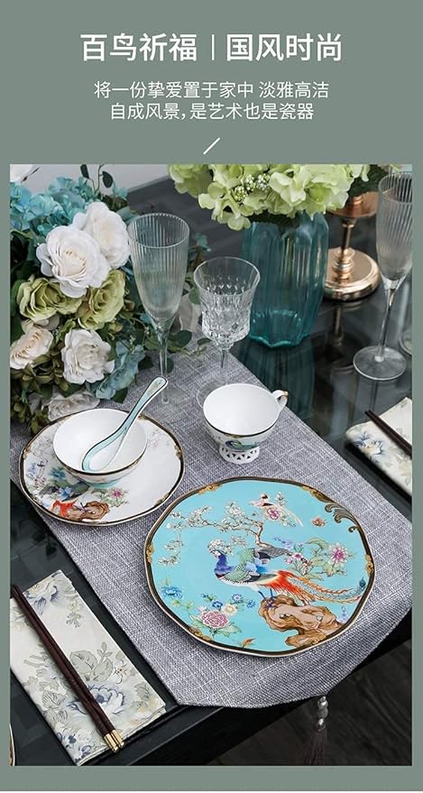 Dinnerware Sets Dish Set11pcs Bone China Tableware Set Ceramic Set Bowls and Plates Luxury Cups and Plates SetService for 1