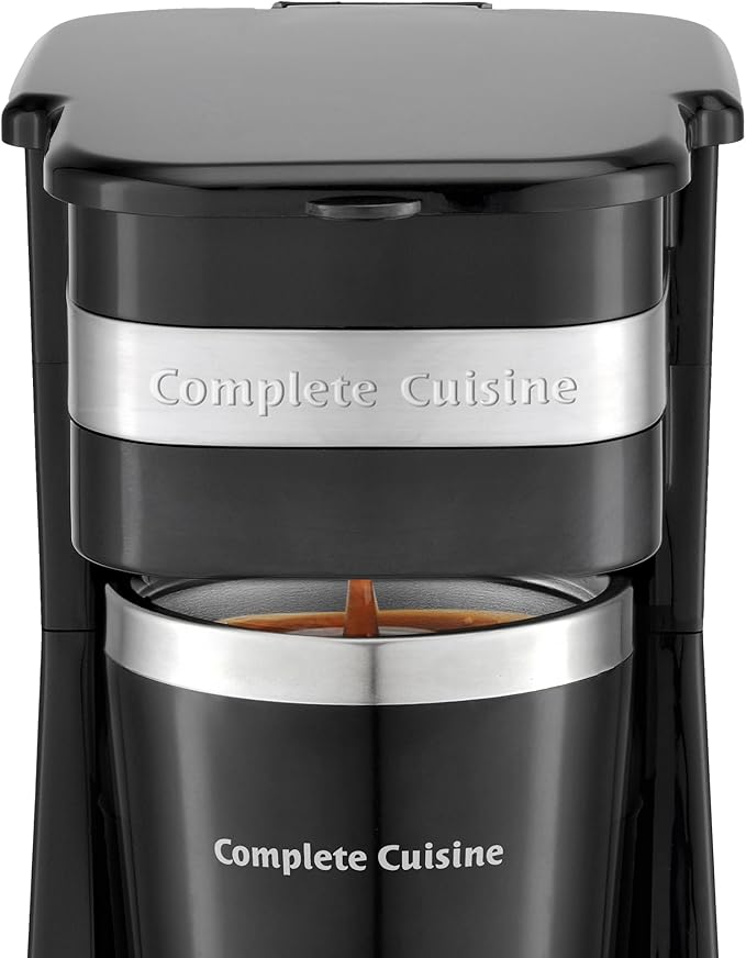 Single Serve Coffee Maker Hot Brewer Stainless Steel Travel Cup Black