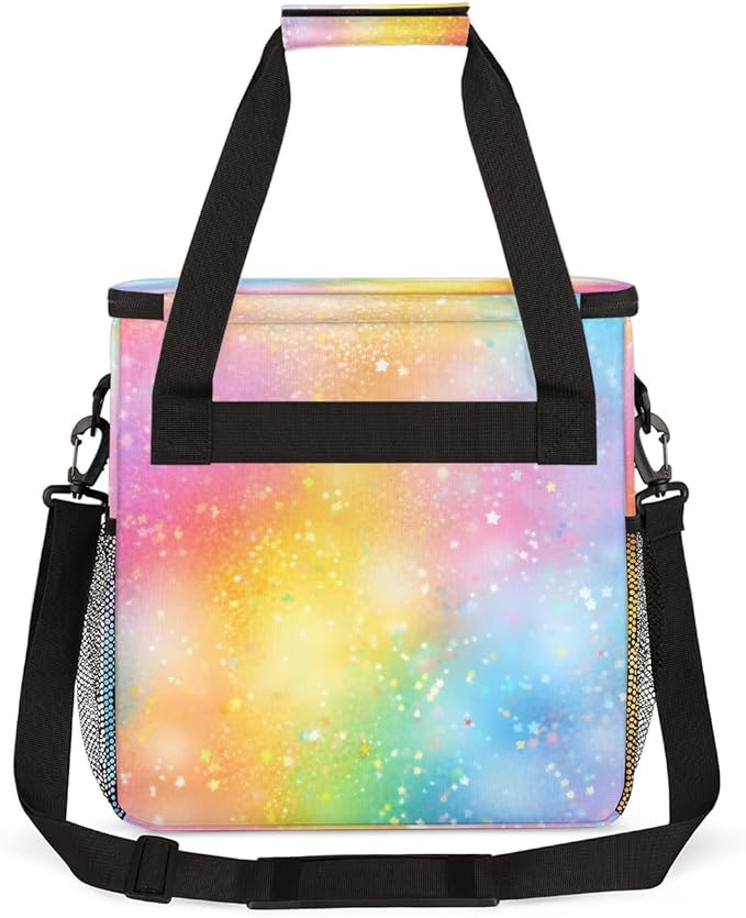 Glitter Coffee Maker Carrying Bag Rainbow Color Portable Travel Storage Tote Bag Compatible with K-Mini or K-Mini Plus Single Serve Coffee Brewer Carrying Case with Multiple Pockets &amp Shoulder S