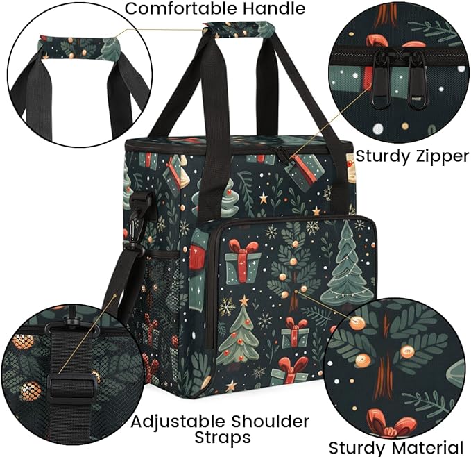Oil Painting Tree Xmas Coffee Maker Carrying Bag Travel Storage Bag Compatible with K-Mini or K-Mini Plus Single Serve Coffee Brewer Carrying Case with Multiple Pockets &amp Shoulder Strap